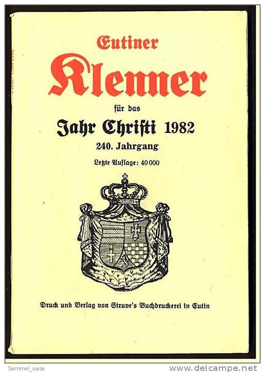 Eutiner Klenner Für Das Jahr Christi 1982 , Kalenderdarium Mit Mondauf- Und Untergangszeiten , Mondphasen - Calendars