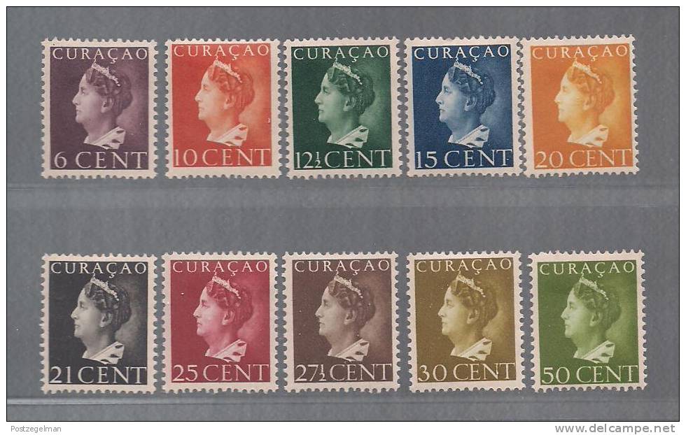 Curacao 1941 Unused Hinged  Stamp(s)  Wilhelmina 10 Lowest Values Nrs. 141-150 - Curacao, Netherlands Antilles, Aruba