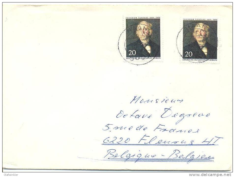 1970 Theodor Fontane Michel 353 / Scott 9N282 / YT 328 Brief/lettre/letter - Storia Postale