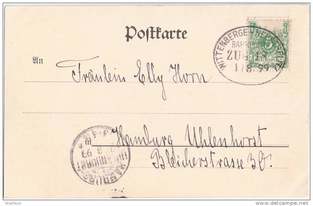 Gruss Aus Mirow Schloß Passepartout Karte Bahnpost WITTENBERGE NEUSTRELITZ ZUG 18 Gelaufen 1.8.1899 Deutlich - Roebel