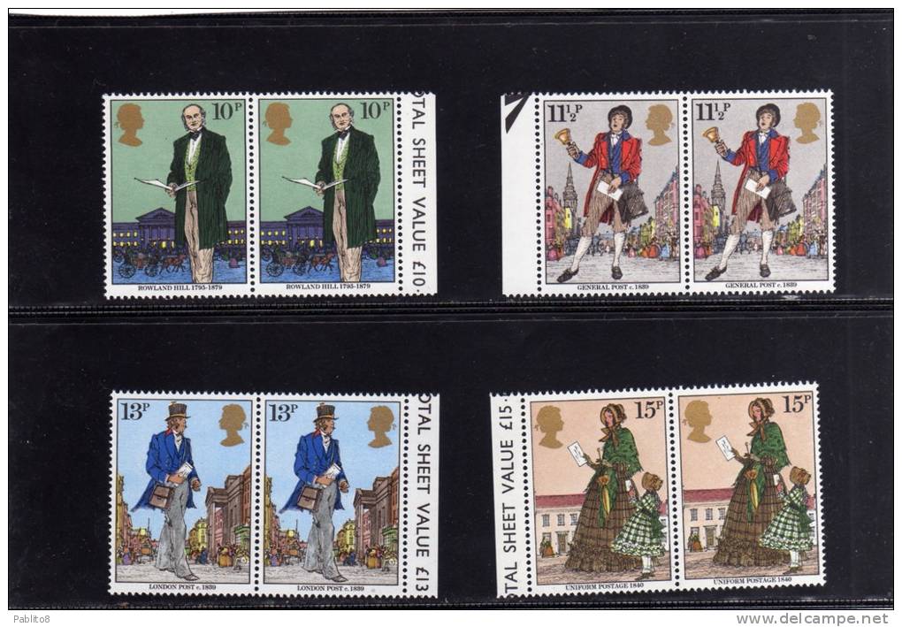 GREAT BRITAIN - GRAN BRETAGNA 1979 DEATH ANNIVERSARY SIR ROWLAND HILL MNH X 2 - Neufs