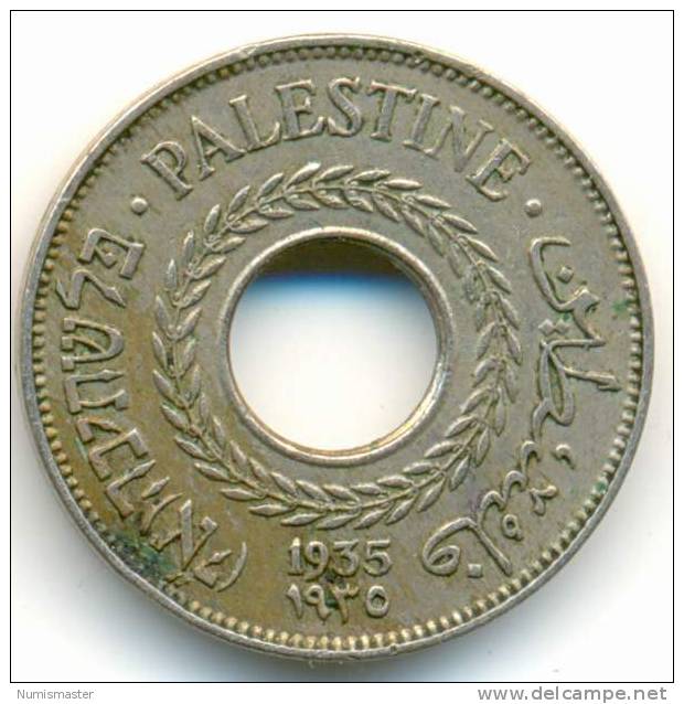 PALESTINE , 5 MILS 1935 , UNCLEANED COIN - Israël