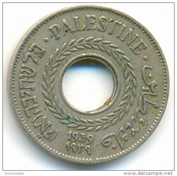 PALESTINE , 5 MILS 1939 , UNCLEANED COIN - Israel