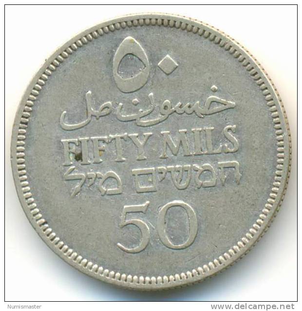 PALESTINE , 50 MILS 1935 , UNCLEANED SILVER COIN - Israël