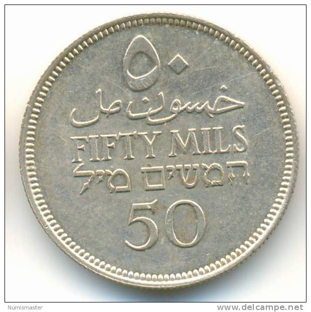 PALESTINE , 50 MILS 1939 , UNCLEANED SILVER COIN , UNC - Israel