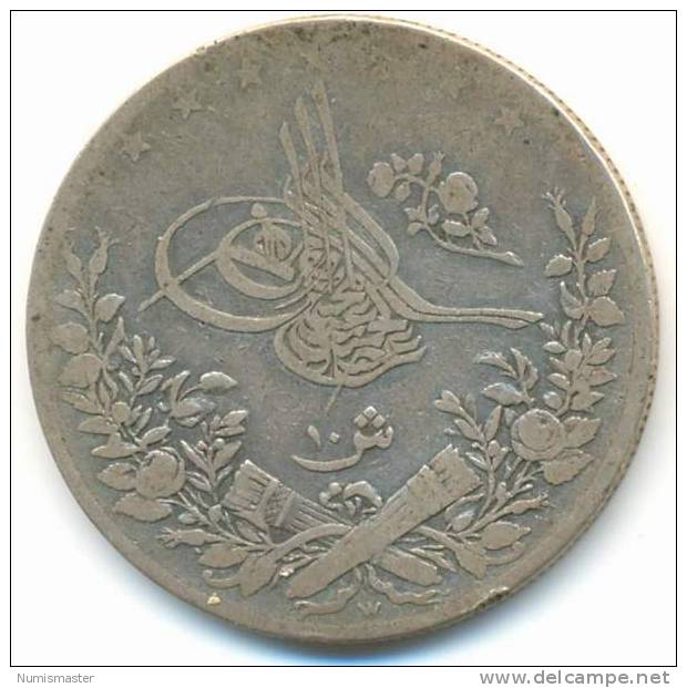 EGYPT , 10 QIRSH 1293/24, UNCLEANED SILVER COIN - Egypt