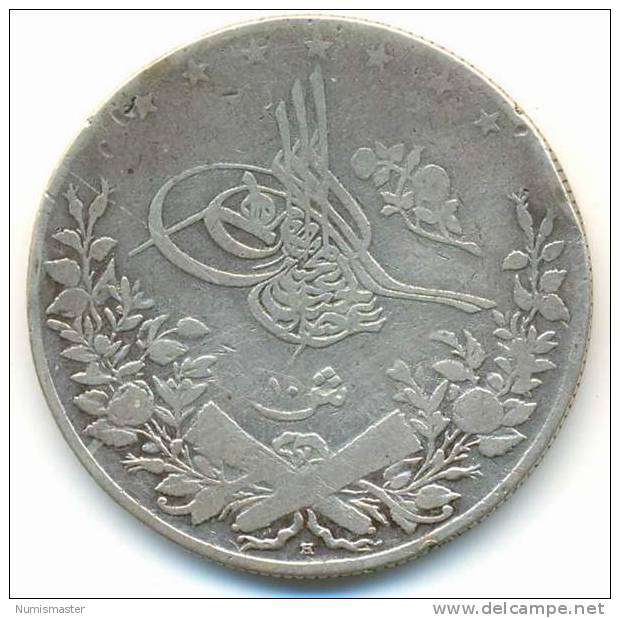 EGYPT , 10 QIRSH 1293/33, UNCLEANED SILVER COIN - Egipto