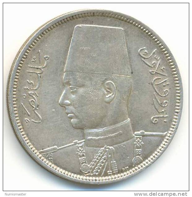 EGYPT , 10 PIASTRES 1937, UNCLEANED SILVER COIN - Egypt