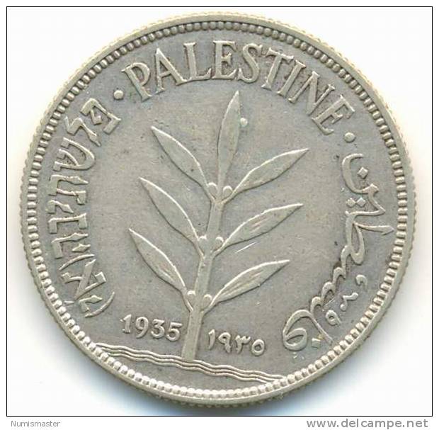 PALESTINE , 100 MILS 1935, UNCLEANED SILVER COIN - Israel