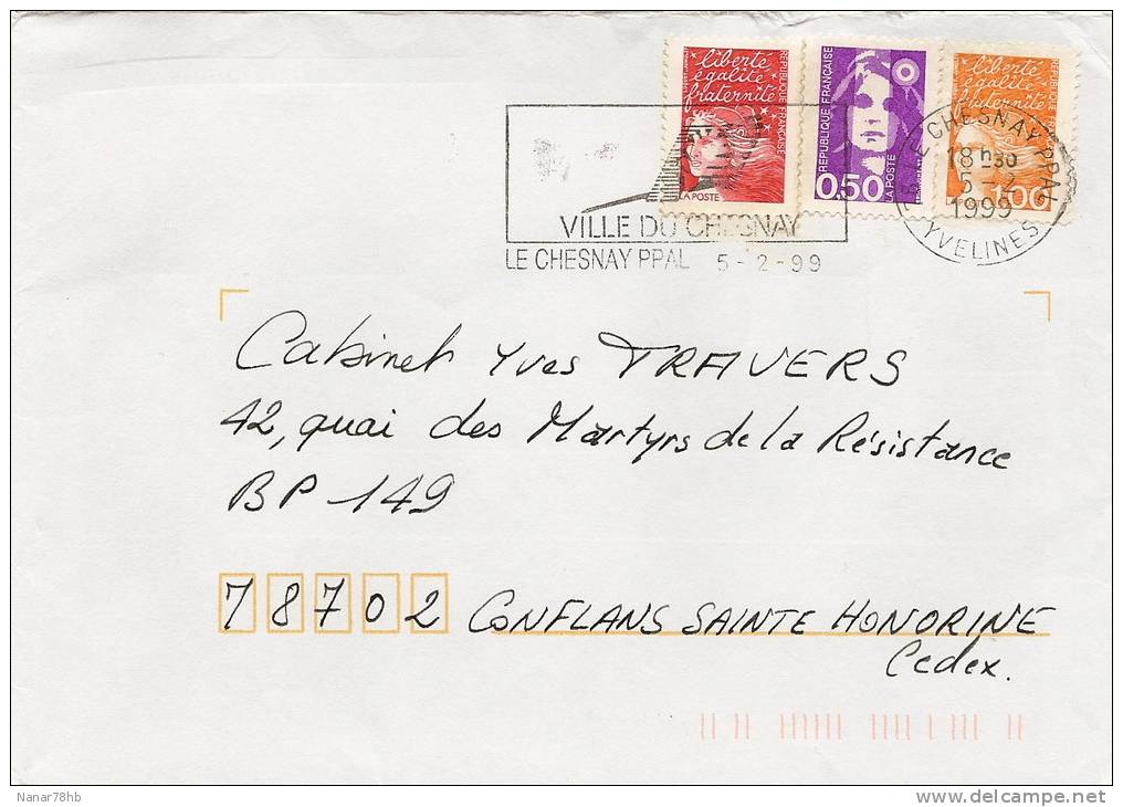 Lettre 2 Timbres N°3083 Et 3089 Marianne Du 14juillet,1 Timbre N°2619 Marianne Du Bicentenaire (oblitération 05/02/1999) - Brieven En Documenten