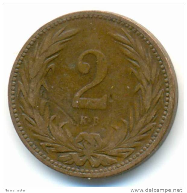 HUNGARY , 2 FILLER 1902 , UNCLEANED COIN - Hongrie