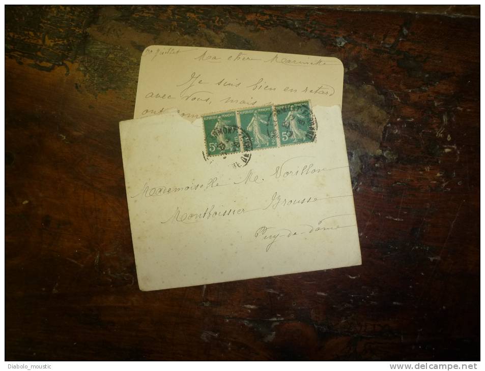1930 ?  3 Timbres De 5 Centimes Collés Sur Enveloppe - Briefe U. Dokumente