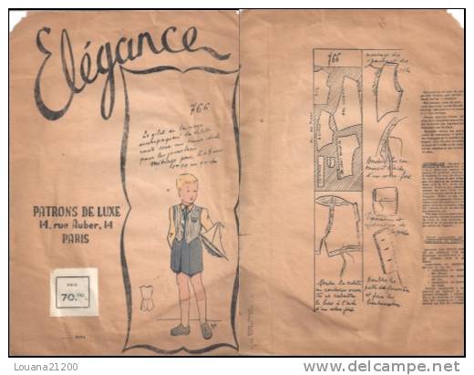 Patron De Luxe ELEGANCE "Gilet Et Culotte Courte Pour Garçon De 6 à 8 Ans  (766)_L43 - Patrons