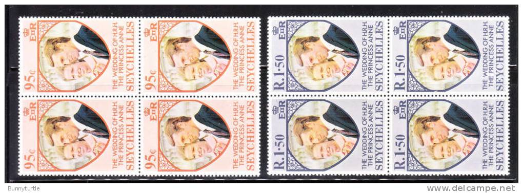 Seychelles 1973 Princess Anne's Wedding Issue Omnibus Blk Of 4 MNH - Seychelles (...-1976)