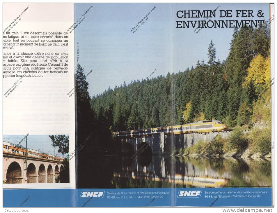 FERROVIAIRE / TRAIN / SNCF / Chemin De Fer Et Environnement / Brochure Publicitaire Sncf Tgv C.1980 - Altri & Non Classificati