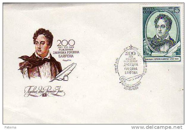 FDC Moscu , 1988, Rusia, Literatura, Escritor - FDC