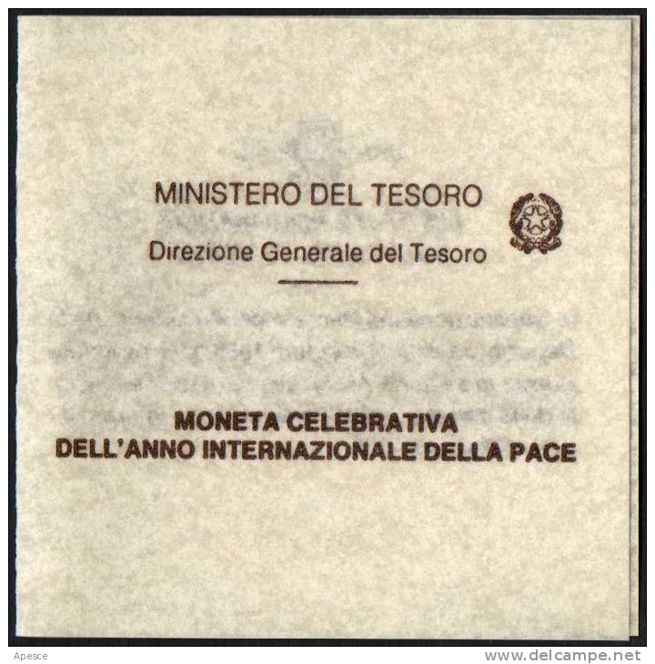 ITALIA 1986 - ANNO INTERNAZIONALE DELLA PACE - 500 LIRE ARGENTO - CONFEZIONE IPZS - 500 Lire