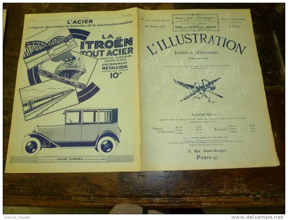 1925 Aviation Buc ; Semur-en-Auxois, Dijon,Nimes,Valence En 3 Dimensions ; L'apprentissage Chemins De Fer ;Gy-l'Evèque - L'Illustration