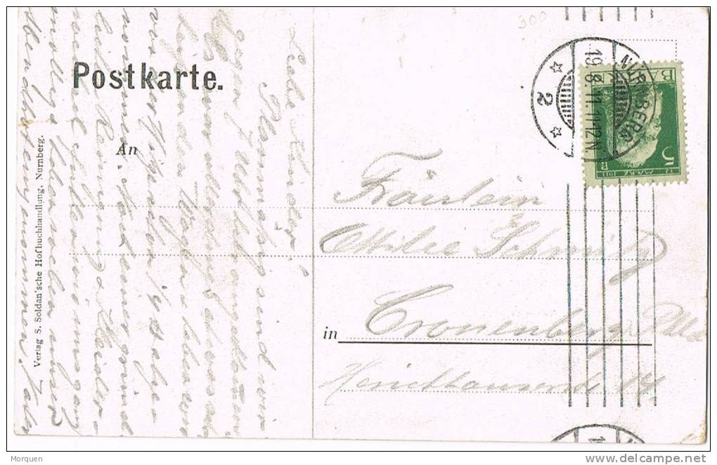 4705. Postal NURNBERG (Bayern) 1911.  Torre Quintagonal, Funfeckiger Turm - Covers & Documents