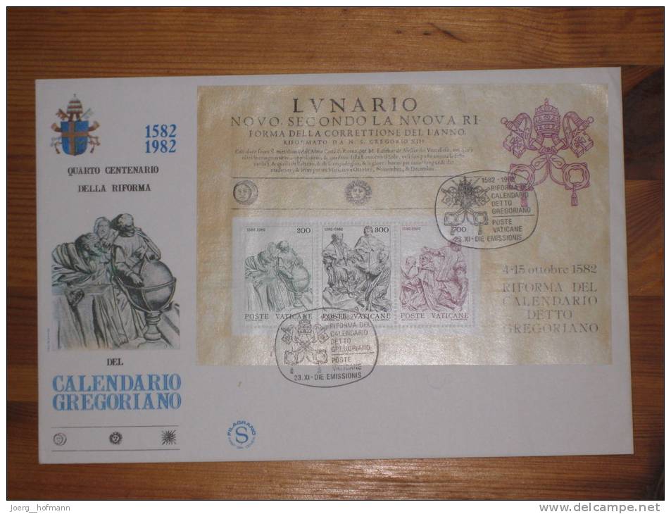 FDC Vatikan Vatican Vaticane 23.11.1982 LVNARIO Calendario Gregoriano Block Sheet - Blocs & Feuillets