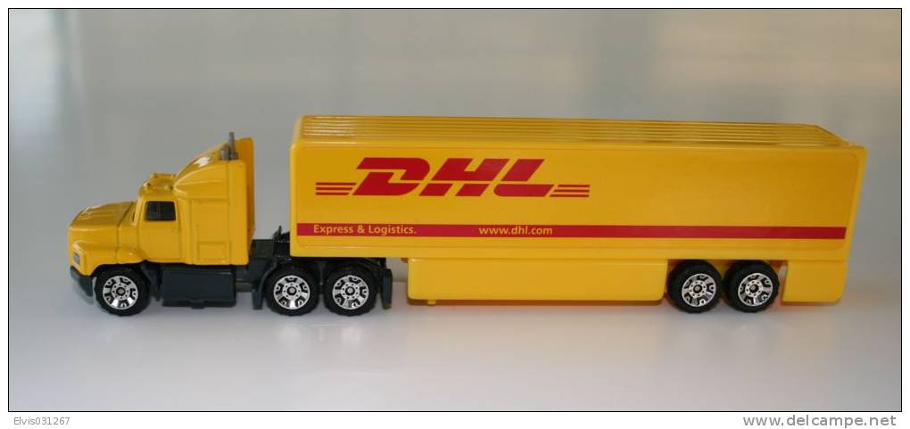 Matchbox Lesney CY115A/1 Ford Aeromax Asada 1991 - Fishbelly Trailer DHL - 2005 Convoy Wheels - 1/97 - Matchbox