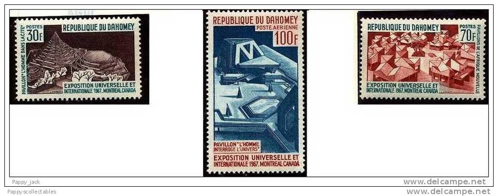 DAHOMEY 1967 World Fair Exposition Montreal 3 Perf MNH New Africa Pavilion  EXPO 67 - 1967 – Montreal (Kanada)