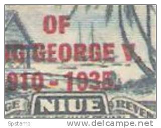 Niue 1935 Silver Jubilee 2 & 1/2d. Scene Mint - Narrow First E  Variety - Niue