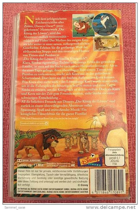 2 VHS Video  - Videocasetten  König Der Löwen  -  Teil 1 & 2  Von Walt Disney - Children & Family