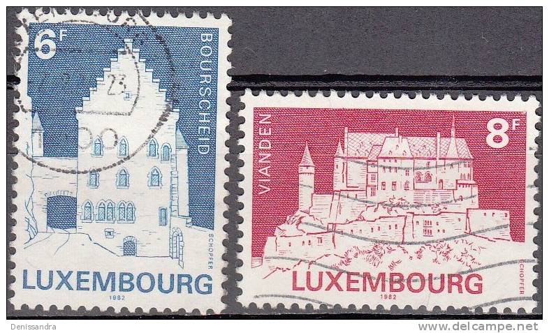 Luxembourg 1982 Michel 1058 - 1059 O Cote (2008) 0.60 Euro Château Bourscheid Et Vianden - Usados