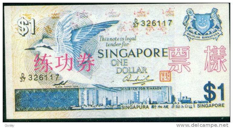 BOC (Bank Of China) Training Banknote, Singapore    Banknote Specimen Overprint - Singapore