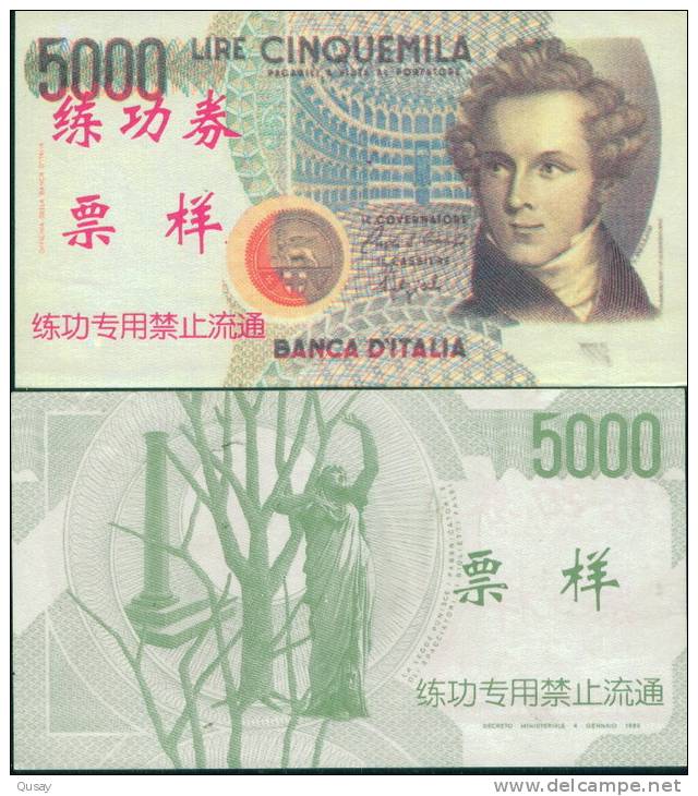 China Bank  Training Banknote,   Italia  , Specimen Overprint - Andere & Zonder Classificatie