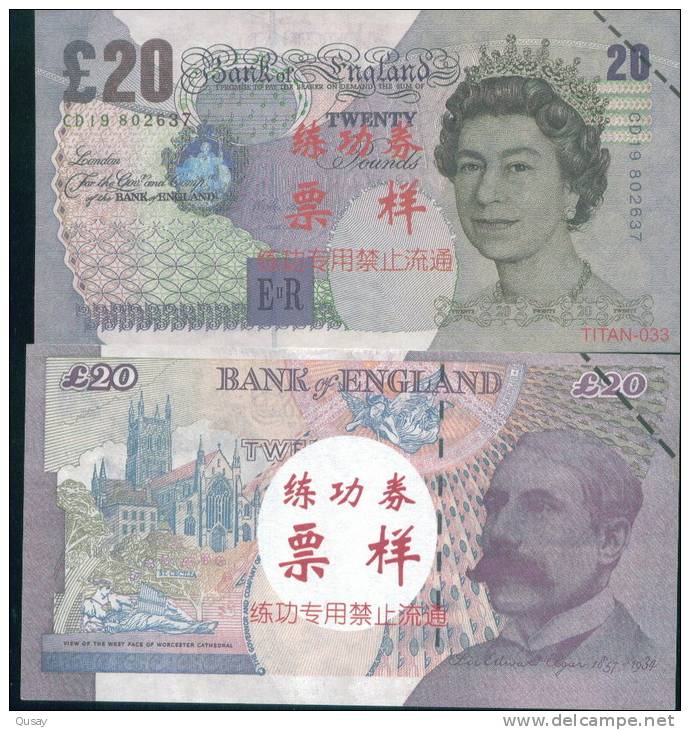 China Bank  Training Banknote,  England   , Specimen Overprint - Andere & Zonder Classificatie