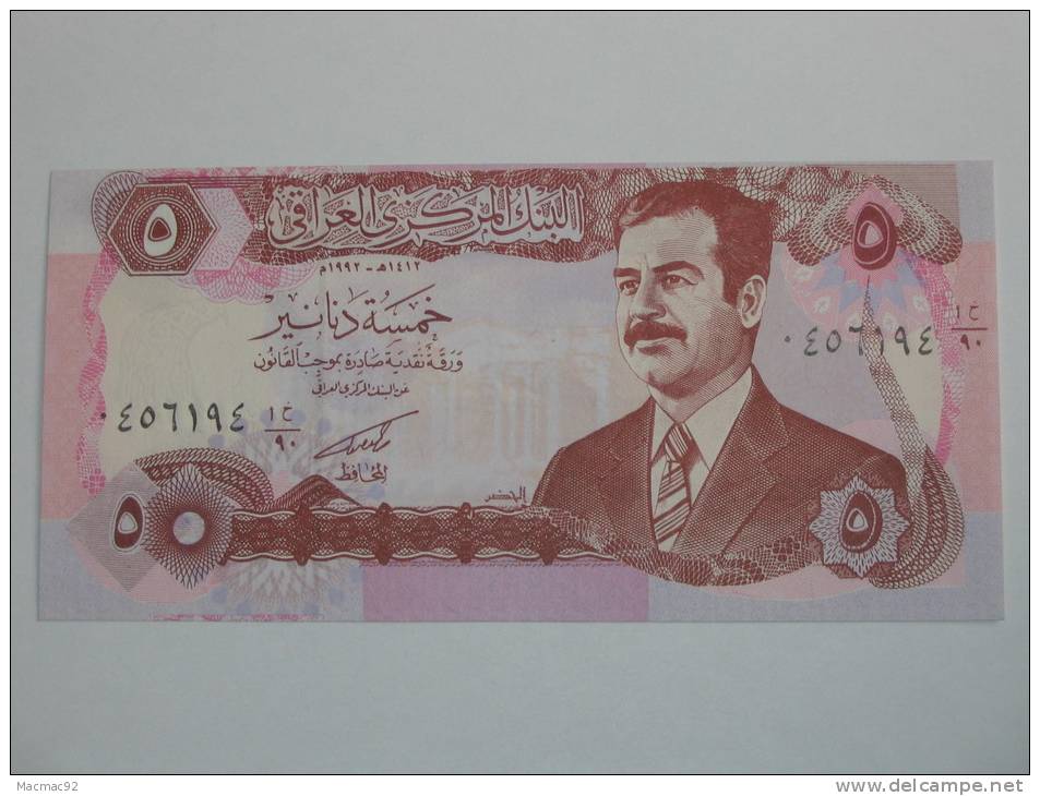 5 Dinars . Irak - Saddam Hussein. - Irak