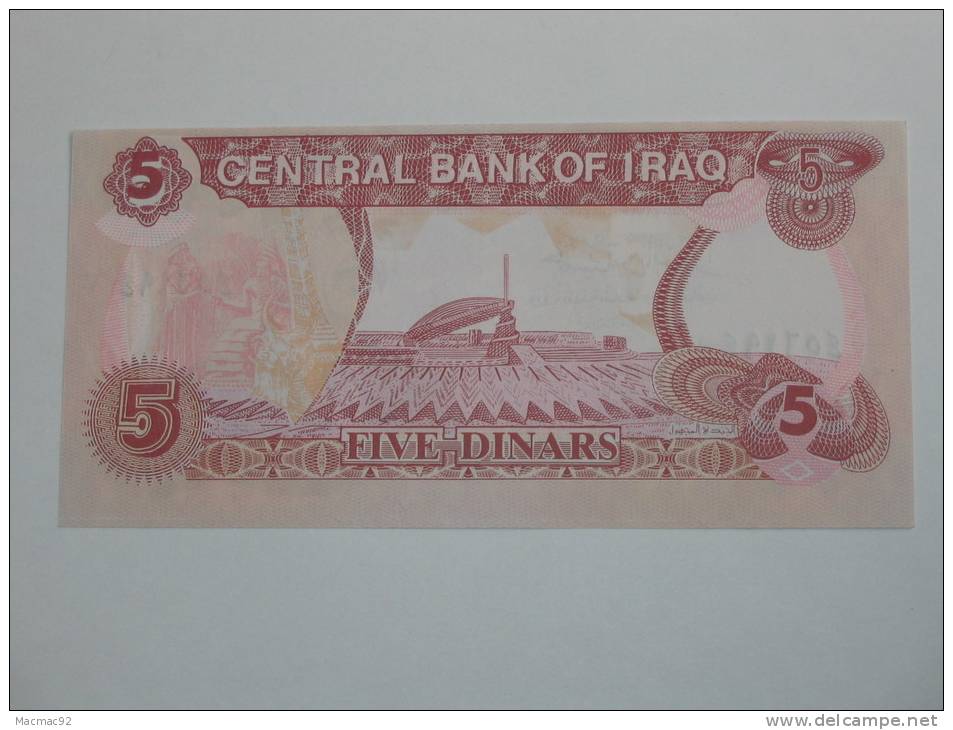 5 Dinars . Irak - Saddam Hussein. - Iraq