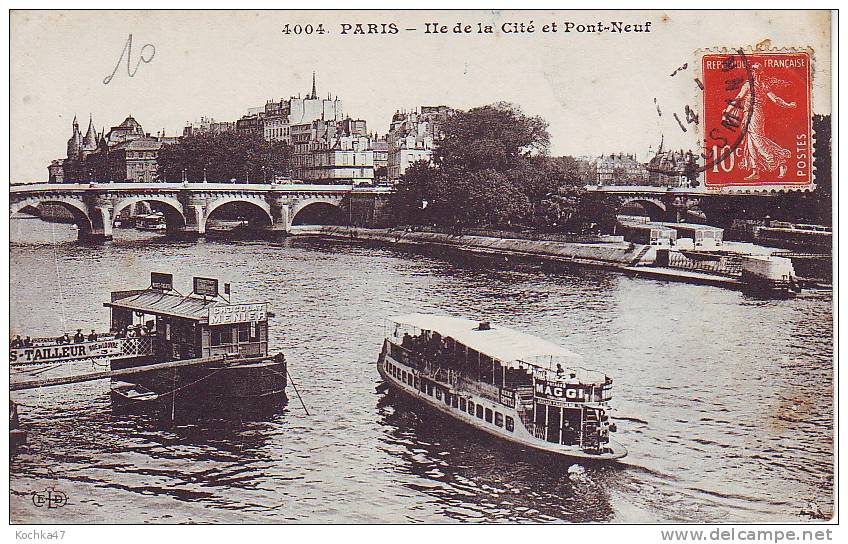 Paris (75)  Ile De La Cité Et Pont Neuf- CPA  1914 - La Seine Et Ses Bords
