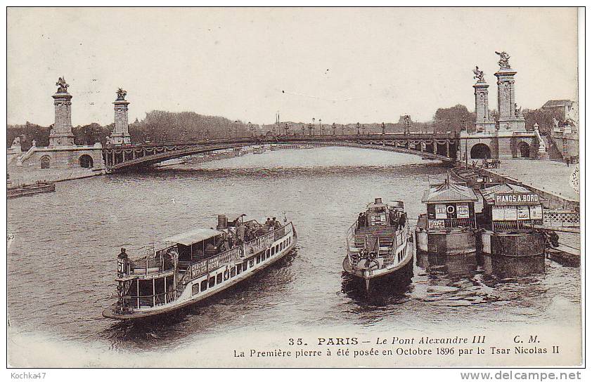 Paris (75)  Pont Alexandre III  -CPA  Circulée - La Seine Et Ses Bords