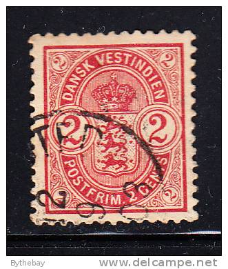 Danish West Indies Used Scott #29 2c Coat Of Arms - Denmark (West Indies)