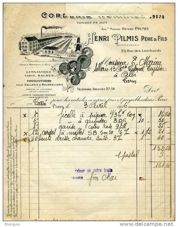 Corderie, Normale,Pilmis, Montreuil S Bois,Marieu, Sellerie,Albi, 2 Docs: Facture, Lettre De Change - Landwirtschaft