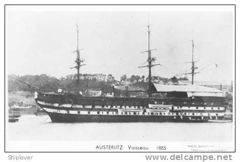 Vaisseau Français AUSTERLITZ (Marine Nationale) - Carte Photo éd. Marius Bar - Warships