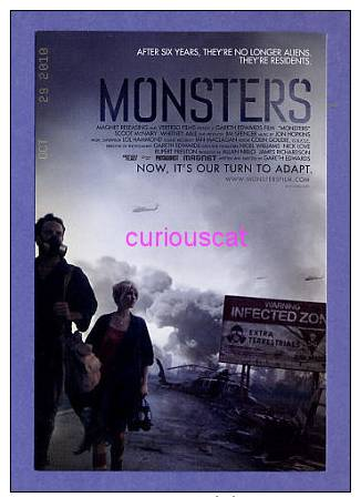 MOVIE FILM ADVERTISMENT POSTER POSTCARD For THE  FILM  MONSTERS With SCOOT McNAIRY And WHITNEY ABLE - Plakate Auf Karten