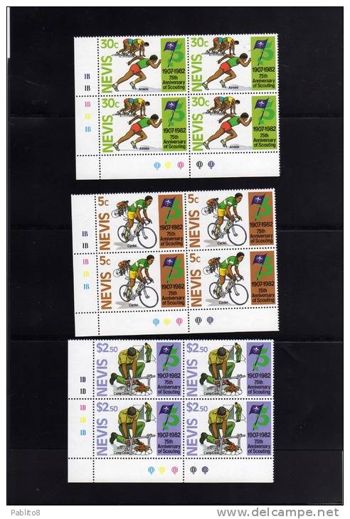 NEVIS 1982 SCOUTING MNH SCOUT QUARTINA - St.Kitts Und Nevis ( 1983-...)