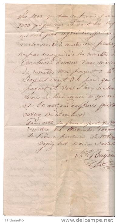 LAC De HERVE Datée Du 8 Janvier 1847 Vers LIEGE - Signé BAYEAUX-PARIS Imprimeur Libraire à Herve - 1830-1849 (Belgique Indépendante)