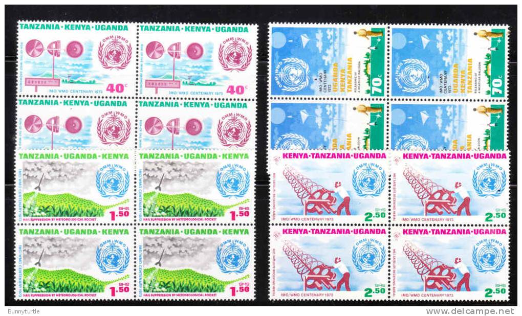 Kenya Uganda Tanzania 1973 Int´l Meteorological Cooperation Weather Blk Of 4 MNH - Kenya, Uganda & Tanzania