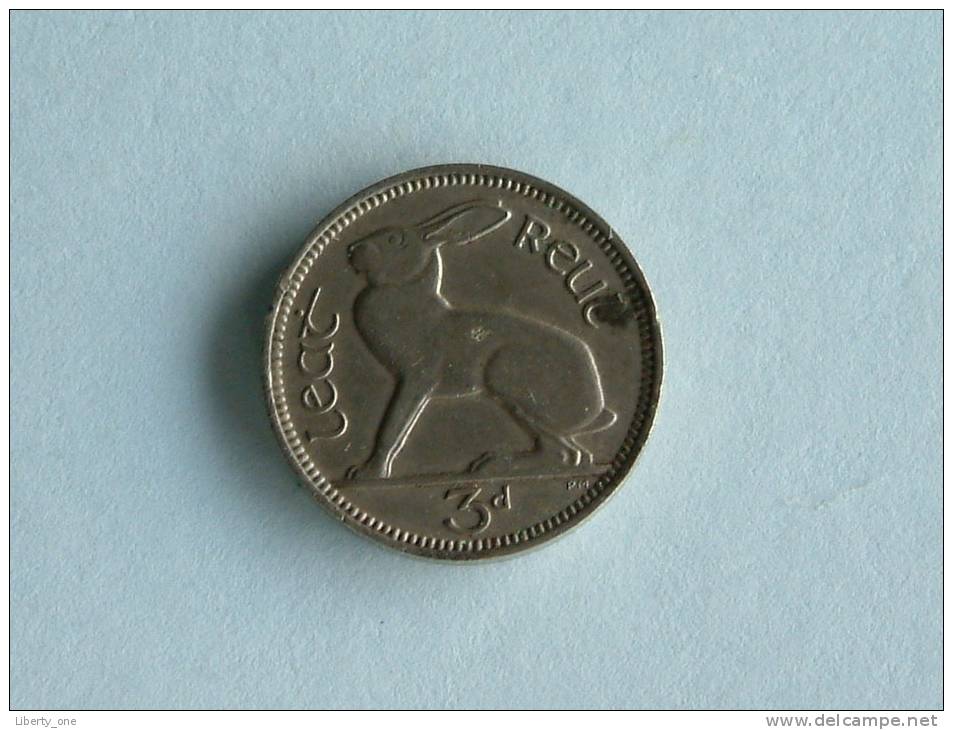 1934 - 3 PENCE / KM 4 ( Uncleaned Coin - For Grade, Please See Photo ) !! - Irlande