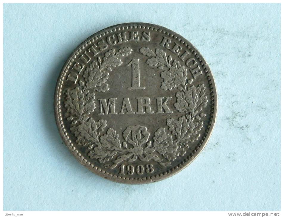 1908 G - 1 MARK / KM 14 ( Uncleaned Coin - For Grade, Please See Photo ) !! - 1 Mark