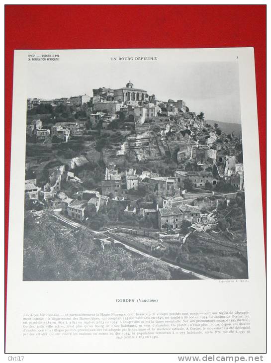 GORDES  1959 LE VILLAGE VUE GENERALE  FORMAT 30X24 CM - Sonstige & Ohne Zuordnung