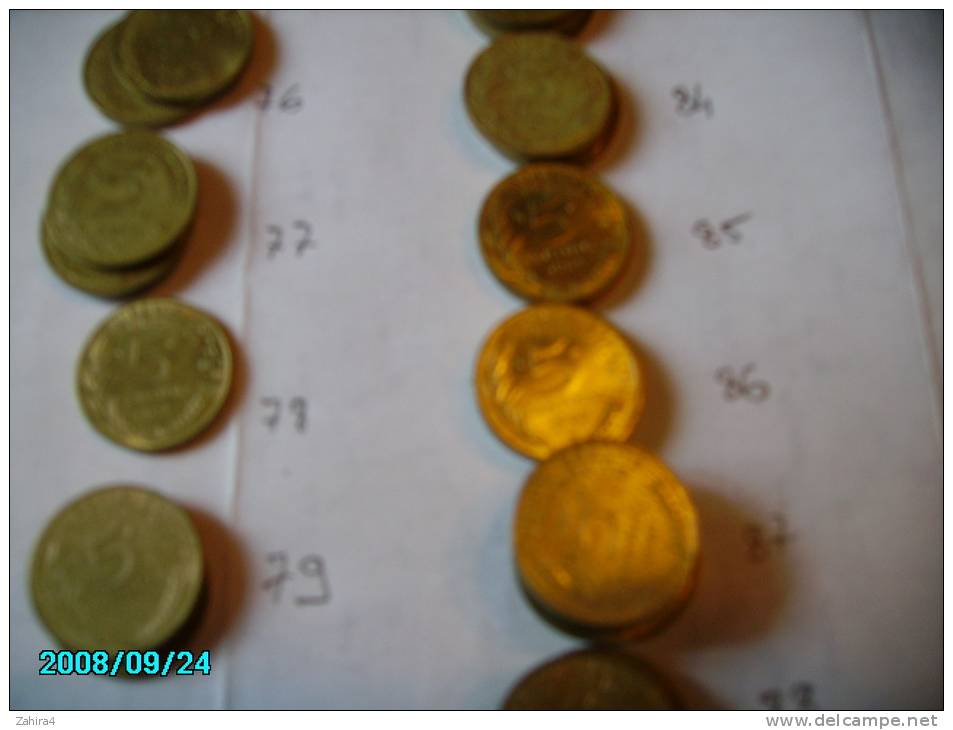 France - Lot 50 Pièces De 5 Centimes De 1966 à 1992 - Lots & Kiloware - Coins