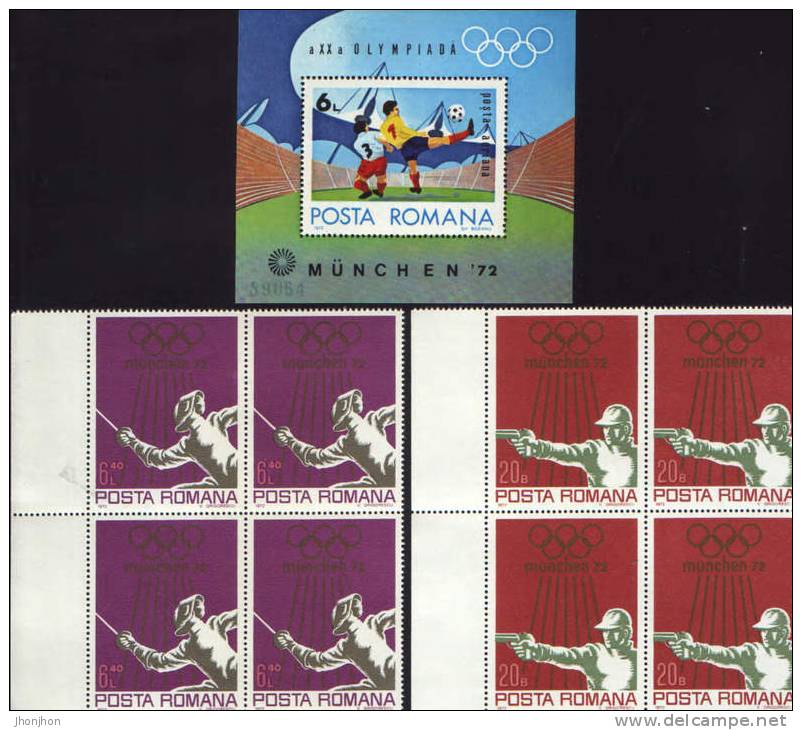 Romania 1972-Munich Olympic Games In Block 4 Yv.2698-2703+ 1 Block /2 Scans - Ungebraucht