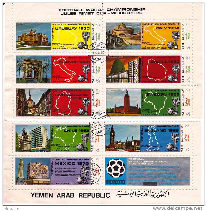 YAR  1970  Championnat Du Monde De Foot Cartes, Monuments Série Complète Michel 1088-96  Oblitérés - Yémen