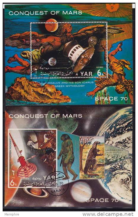 YAR  1971  Conquête De Mars  2 Blocs  Michel Blocs 165-6  Oblitérés - Yemen